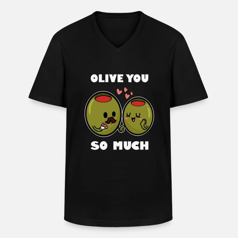 Oliven Geschenk - Männer-T-Shirt mit V-Ausschnitt - Schwarz