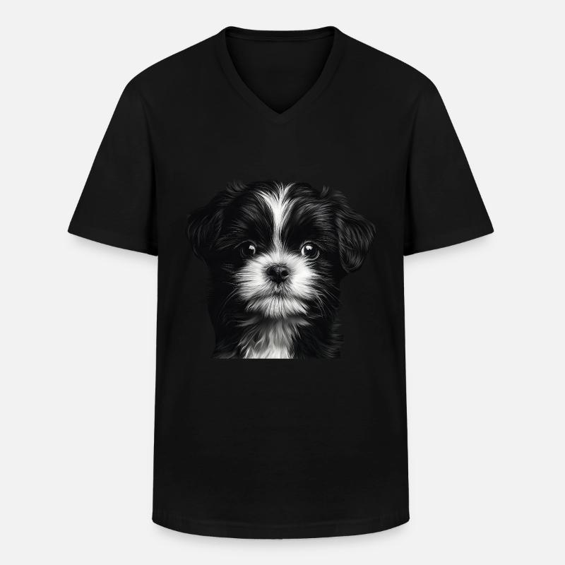 Shih Tzu - Männer-T-Shirt mit V-Ausschnitt - Schwarz