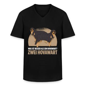 Was ist besser als ein Hovawart? Zwei Hovawart - Männer-T-Shirt mit V-Ausschnitt - Schwarz - Vorne - AI Model Male 178 dark (178cm)