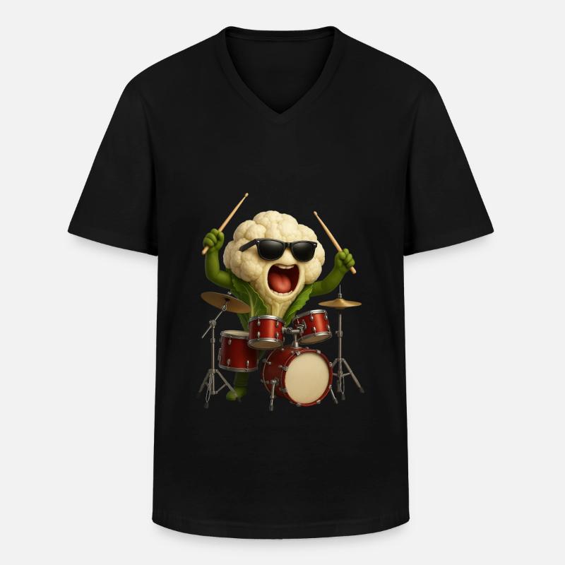 Blumenkohl Schlagzeug - Männer-T-Shirt mit V-Ausschnitt - Schwarz