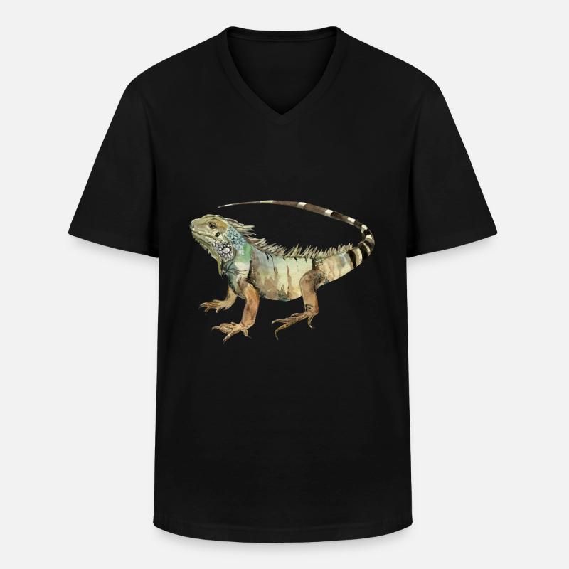 Leguan - Männer-T-Shirt mit V-Ausschnitt - Schwarz