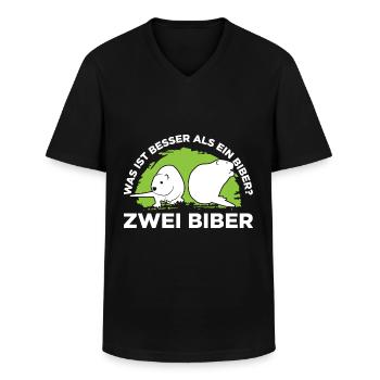 Was ist besser als ein Biber? Zwei Biber - Männer-T-Shirt mit V-Ausschnitt - Schwarz - Vorne - AI Model Male 178 dark (178cm)