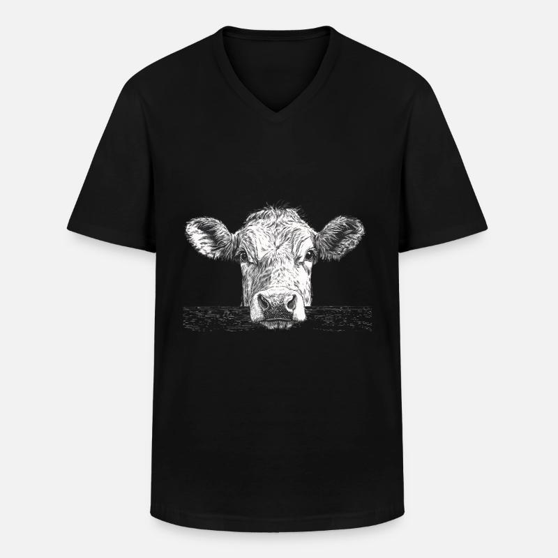 Kuh - Männer-T-Shirt mit V-Ausschnitt - Schwarz