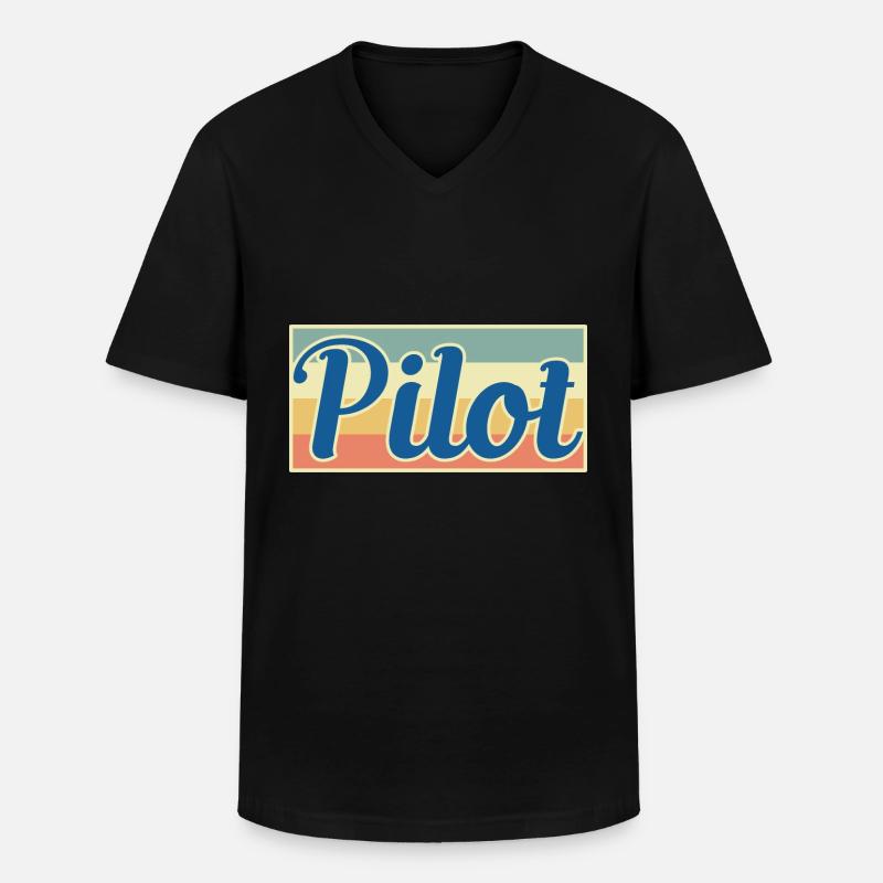 Pilot - Männer-T-Shirt mit V-Ausschnitt - Schwarz