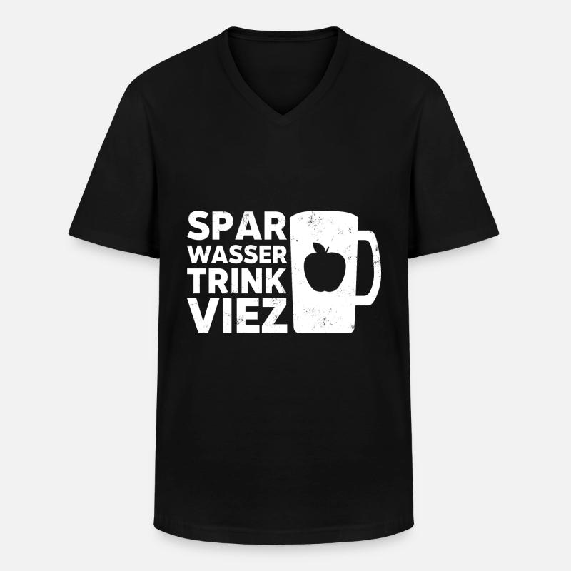 Spar Wasser trink Viez - Männer-T-Shirt mit V-Ausschnitt - Schwarz