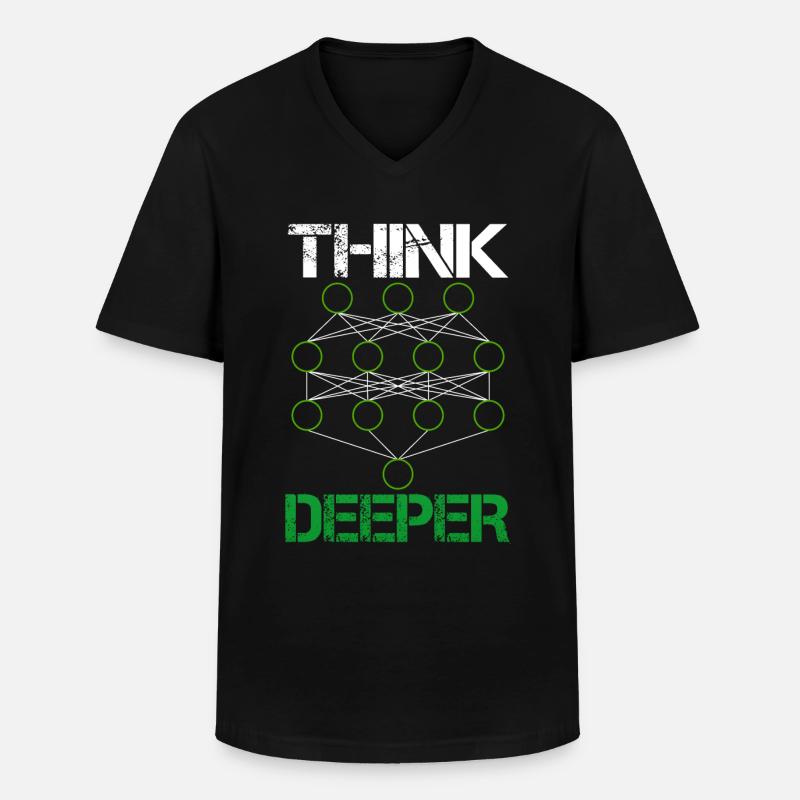 Künstliche Intelligenz think deeper Geschenk - Männer-T-Shirt mit V-Ausschnitt - Schwarz