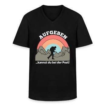 Aufgeben kannst du bei der Post Wandern Berge - Männer-T-Shirt mit V-Ausschnitt - Schwarz - Vorne - AI Model Male 178 dark (178cm)