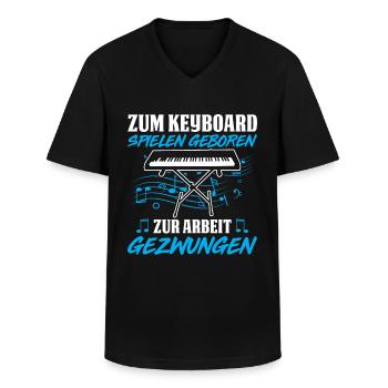 Zum Keyboard Spielen Geboren Zur Arbeit Gezwungen - Männer-T-Shirt mit V-Ausschnitt - Schwarz - Vorne - AI Model Male 178 dark (178cm)