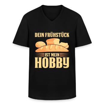 Dein Frühstück Ist Mein Hobby Bäcker - Männer-T-Shirt mit V-Ausschnitt - Schwarz - Vorne - AI Model Male 178 dark (178cm)
