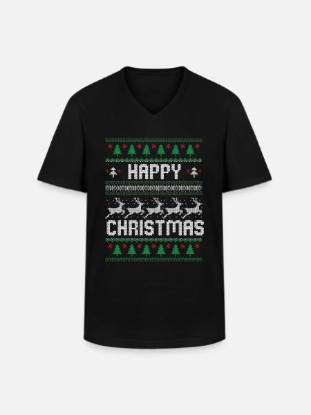 Happy Christmas - Men's V-Neck T-Shirt - black