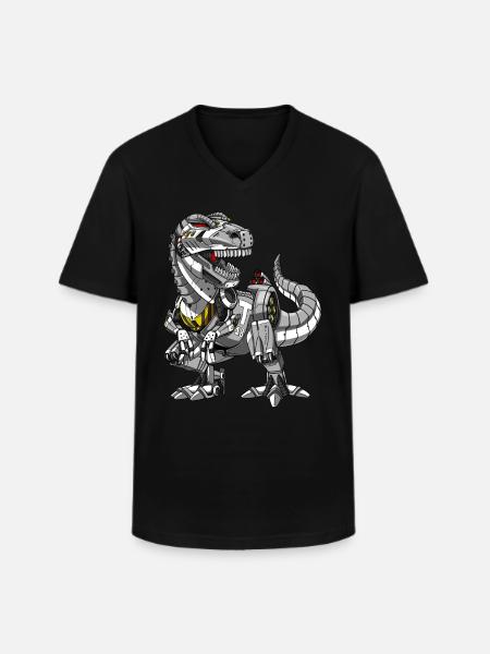 T-Rex Dinosaur Robot Monster - Men's V-Neck T-Shirt - black