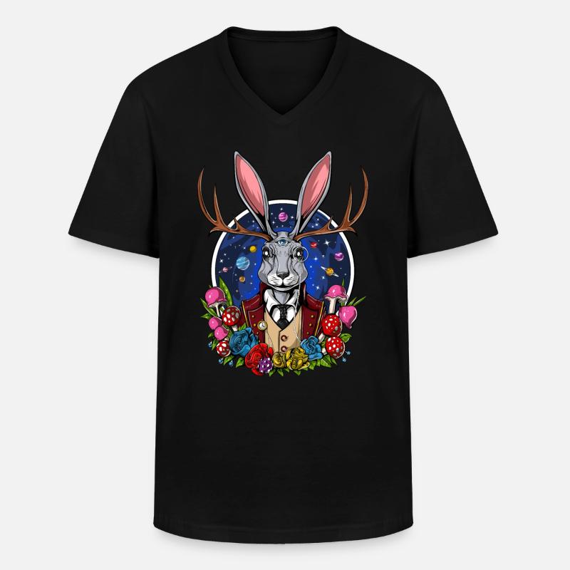 Psychedelische Jackalope - Männer-T-Shirt mit V-Ausschnitt - Schwarz