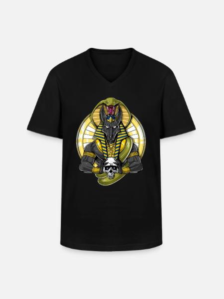 Egyptian God Wolf Anubis Skull - Men's V-Neck T-Shirt - black
