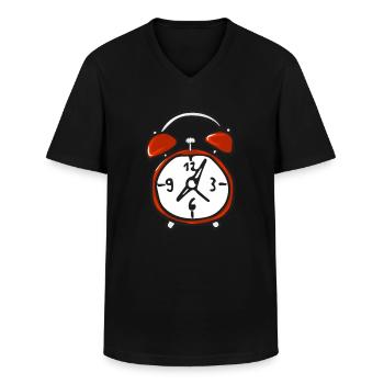 Wecker - Uhr - Männer-T-Shirt mit V-Ausschnitt - Schwarz - Vorne - AI Model Male 178 dark (178cm)