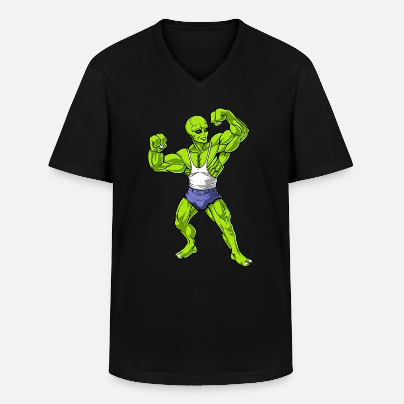 Ausländisches Eignungs-Bodybuilding - Männer-T-Shirt mit V-Ausschnitt - Schwarz