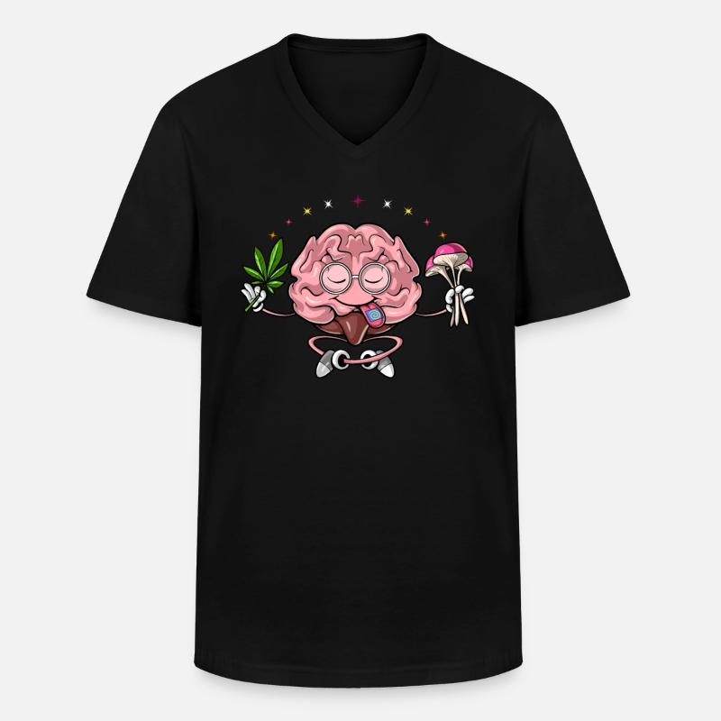 Gehirn Psychedelic Trip - Männer-T-Shirt mit V-Ausschnitt - Schwarz