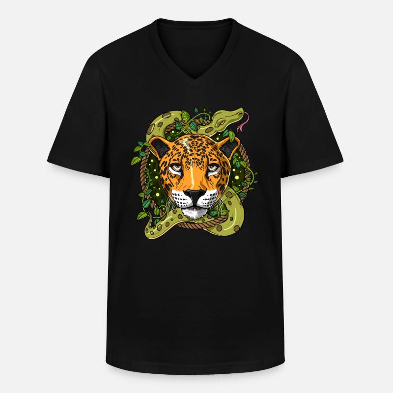 Psychedelische Jaguar Ayahuasca DMT Reise - Männer-T-Shirt mit V-Ausschnitt - Schwarz