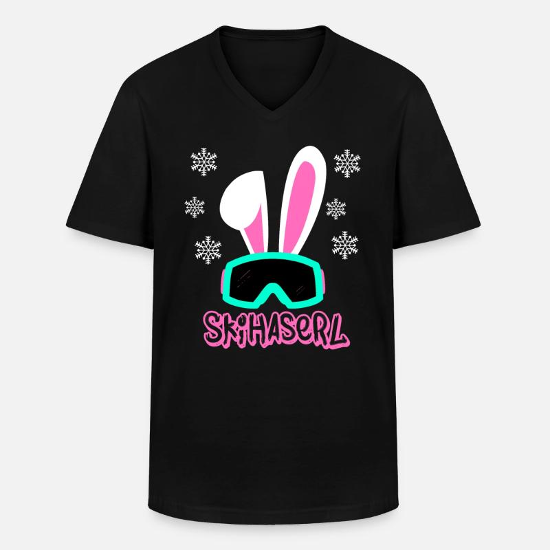 Skihaserl - Männer-T-Shirt mit V-Ausschnitt - Schwarz