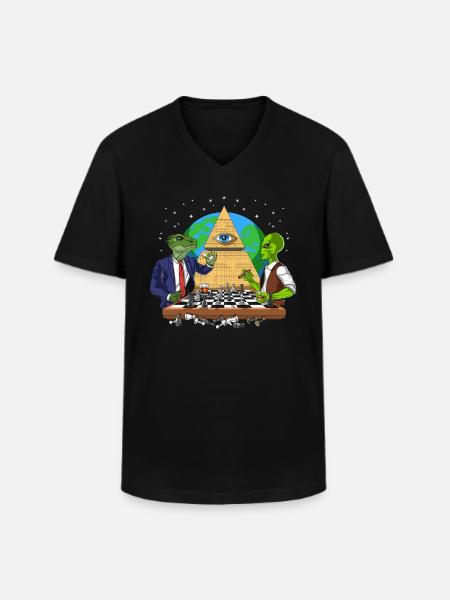 Illuminati Alien Conspiracy - Men's V-Neck T-Shirt - black