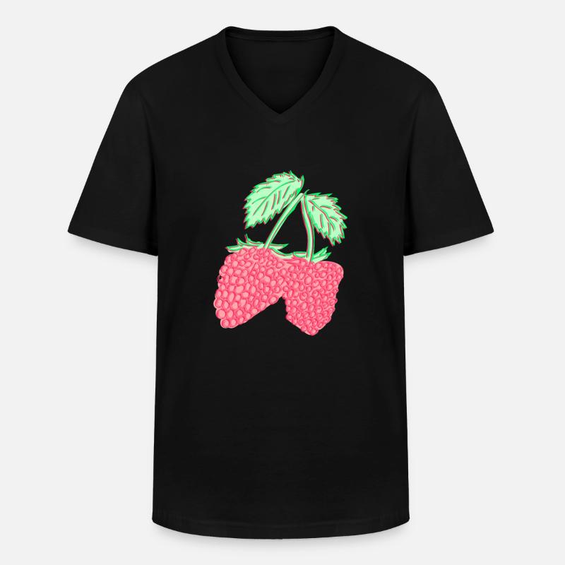 Raspberry - raspberry - plant - Men's V-Neck T-Shirt - black
