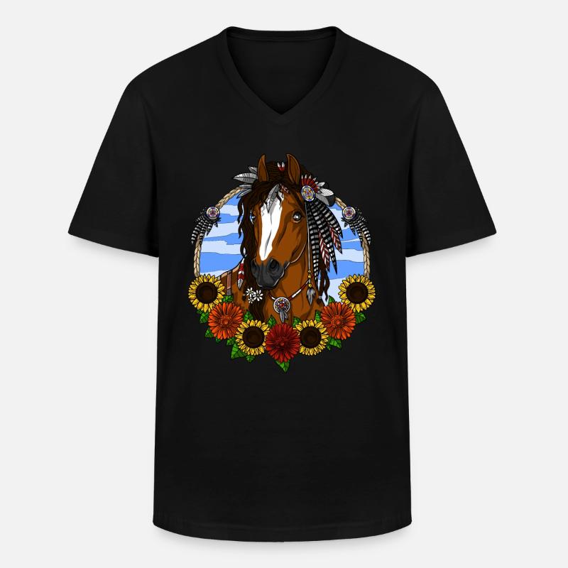 Pferd Hippie - Männer-T-Shirt mit V-Ausschnitt - Schwarz