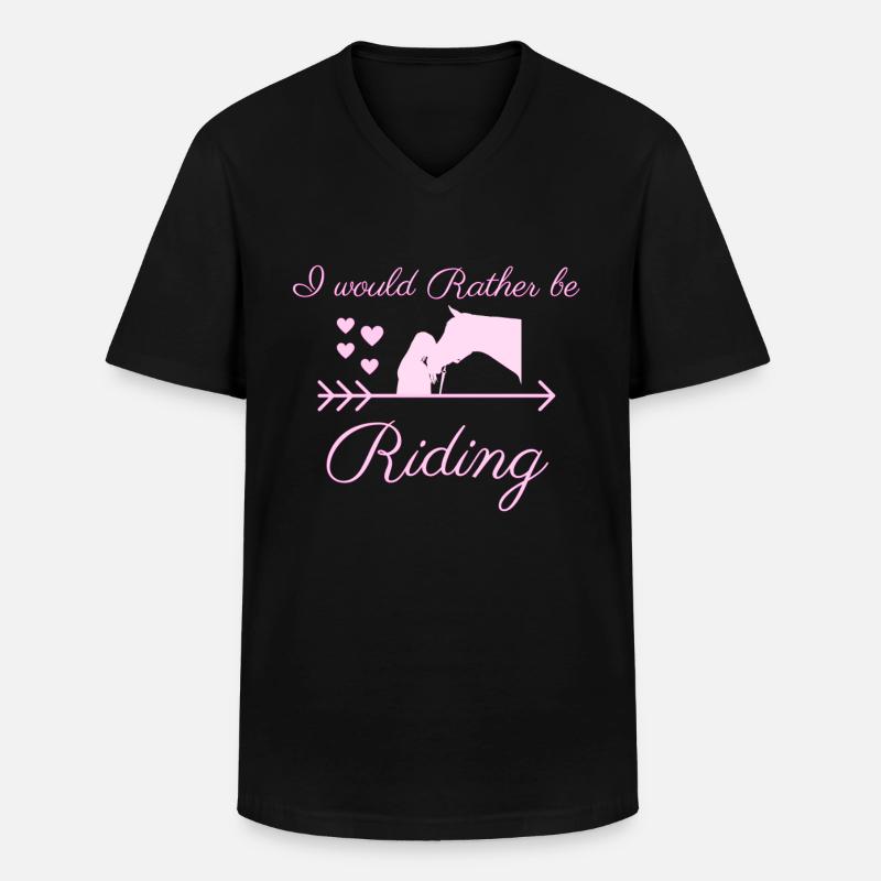i would rather be riding - Männer-T-Shirt mit V-Ausschnitt - Schwarz