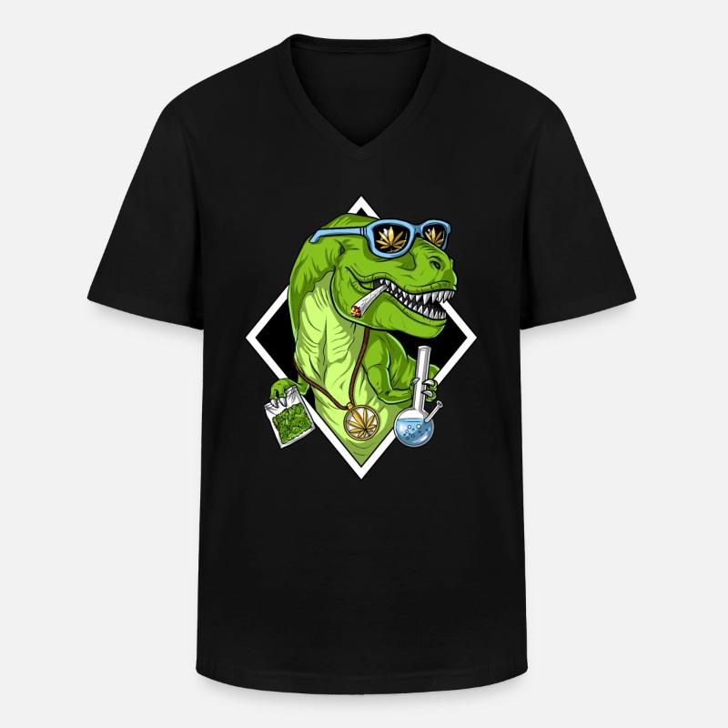 T Rex Dinosaurier Unkraut - Männer-T-Shirt mit V-Ausschnitt - Schwarz