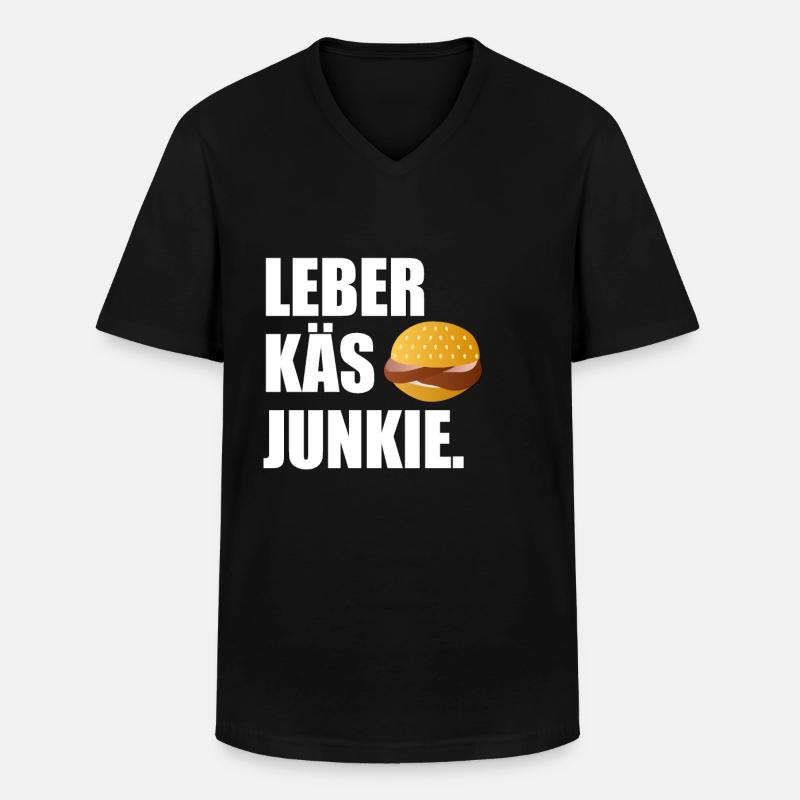 Leberkäsjunkie - Männer-T-Shirt mit V-Ausschnitt - Schwarz
