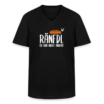 Ränfdl Brot sächsisch Sachsen Bäcker Geschenk - Männer-T-Shirt mit V-Ausschnitt - Schwarz - Vorne - AI Model Male 178 dark (178cm)