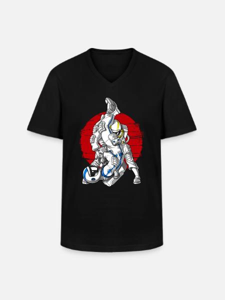 Jiu-Jitsu Astronaut Fighters - Men's V-Neck T-Shirt - black