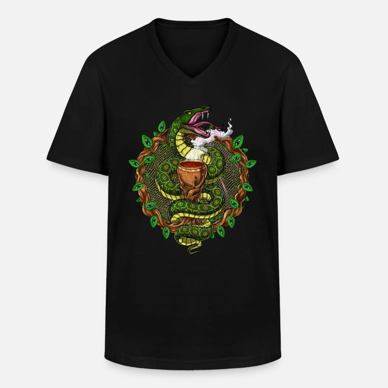 Ayahuasca Schlangenreise - Männer-T-Shirt mit V-Ausschnitt - Schwarz