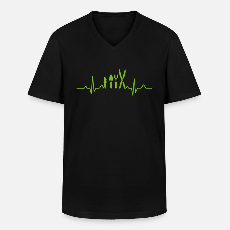 Gärtner Gärtner Herzschlag Gartenarbeit - Männer-T-Shirt mit V-Ausschnitt - Schwarz