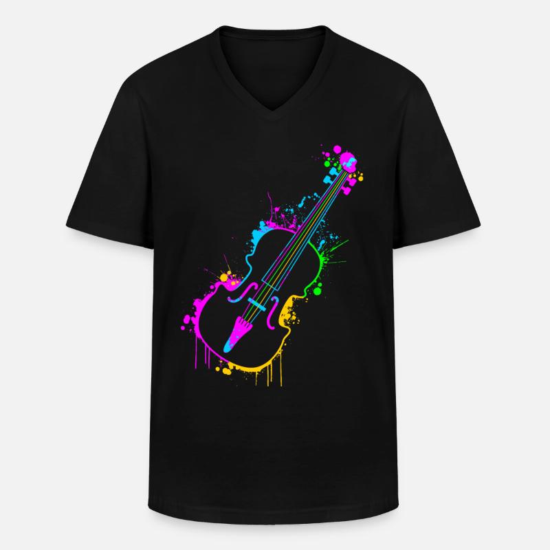 Violine - Männer-T-Shirt mit V-Ausschnitt - Schwarz
