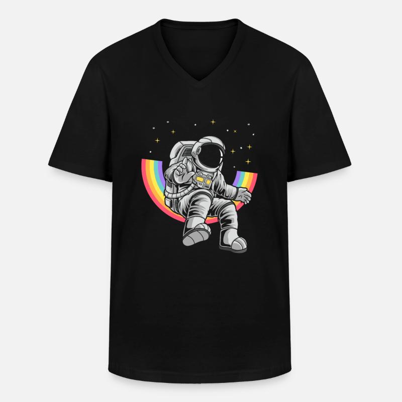 Astronauten Design - Männer-T-Shirt mit V-Ausschnitt - Schwarz