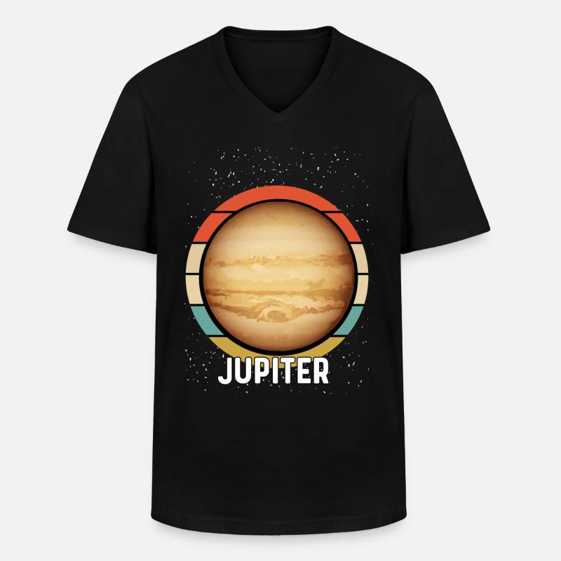 Planet Jupiter - Männer-T-Shirt mit V-Ausschnitt - Schwarz