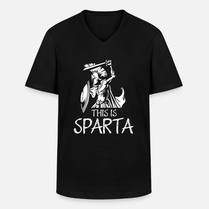 Spartaner Molon Labe - Männer-T-Shirt mit V-Ausschnitt - Schwarz