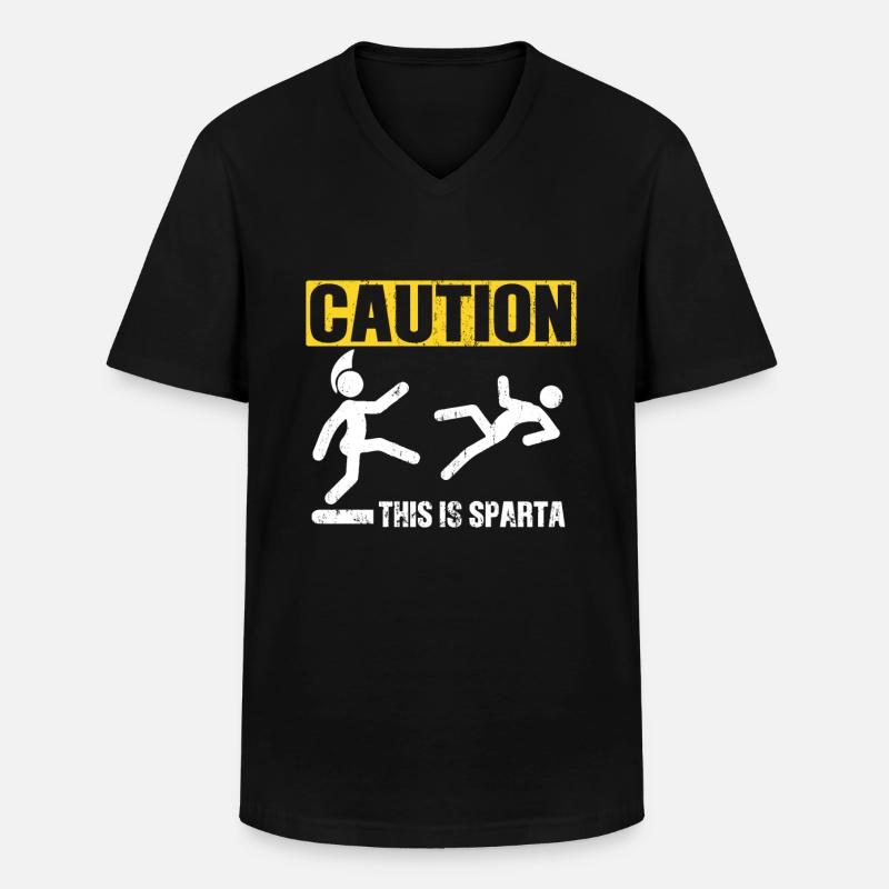 Spartaner Molon Labe - Männer-T-Shirt mit V-Ausschnitt - Schwarz