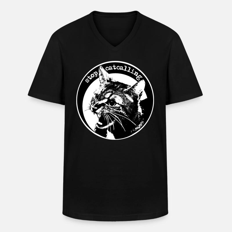 stop catcalling - Männer-T-Shirt mit V-Ausschnitt - Schwarz