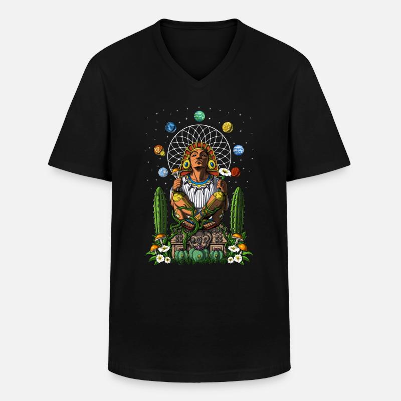 Aztekischer Gott Xochipilli - Männer-T-Shirt mit V-Ausschnitt - Schwarz