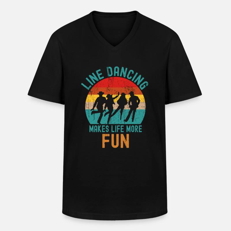 Line Dancing - Männer-T-Shirt mit V-Ausschnitt - Schwarz