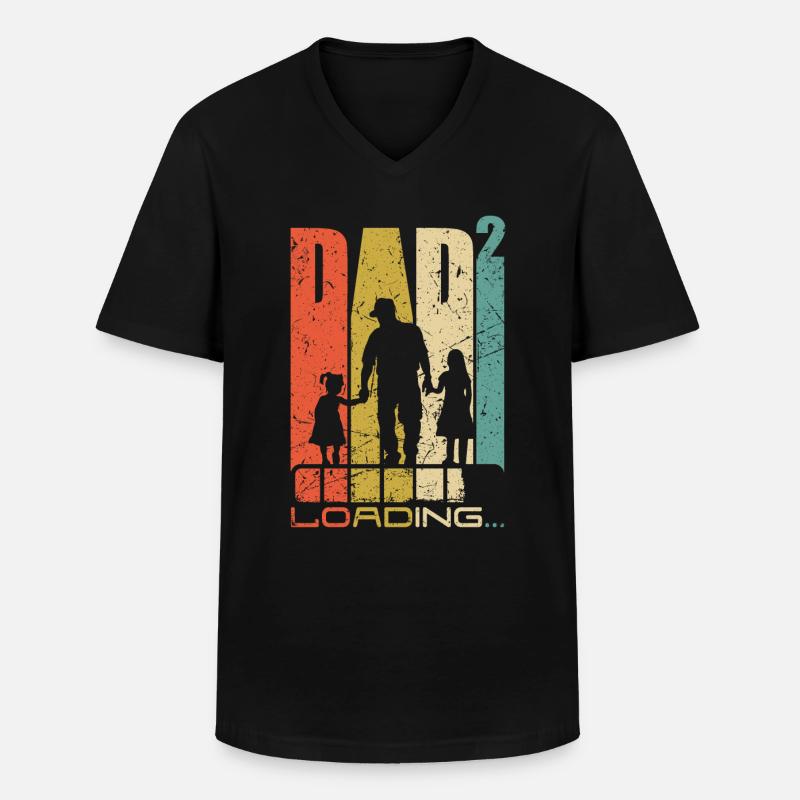 Papa 2 Töchter Vater werden Geschenk - Männer-T-Shirt mit V-Ausschnitt - Schwarz