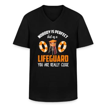 Sauveteur, sauveteur, bouée de sauvetage - T-shirt col V Homme - noir - Devant - AI Model Male 178 dark (178cm)