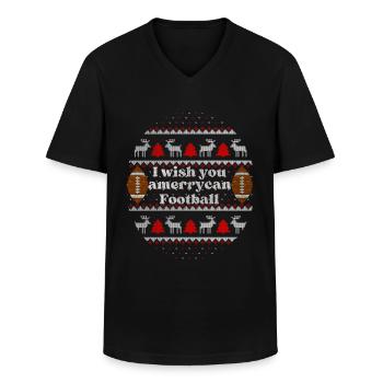 American Football Weihnachten - Männer-T-Shirt mit V-Ausschnitt - Schwarz - Vorne - AI Model Male 178 dark (178cm)
