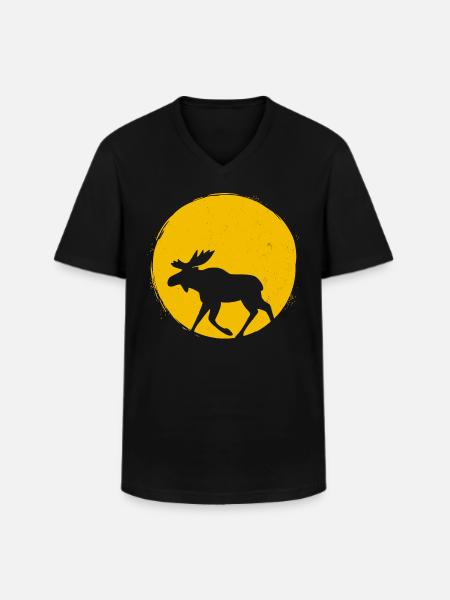 Suède Moose Silhouette Sun Gift - T-shirt col V Homme - noir