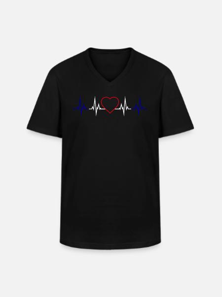 Herzschlag Frankreich - Männer-T-Shirt mit V-Ausschnitt - Schwarz