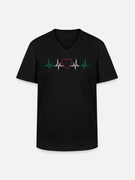 Heartbeat Italy - Men's V-Neck T-Shirt - black