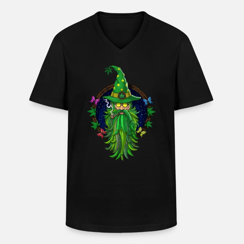 Weed Wizard Kiffer - Männer-T-Shirt mit V-Ausschnitt - Schwarz