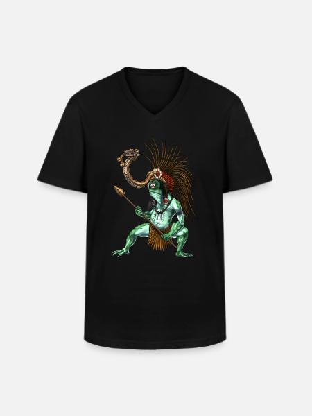 Aztec Warrior God Cueyatl - Men's V-Neck T-Shirt - black