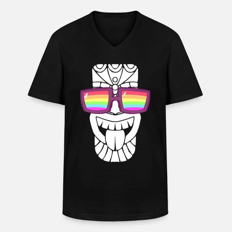 Sonnenbrille mit Regenbogenfahne - Männer-T-Shirt mit V-Ausschnitt - Schwarz