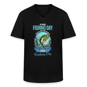 Lustiger Fischer Angler Spruch - Männer-T-Shirt mit V-Ausschnitt - Schwarz - Vorne - AI Model Male 178 dark (178cm)